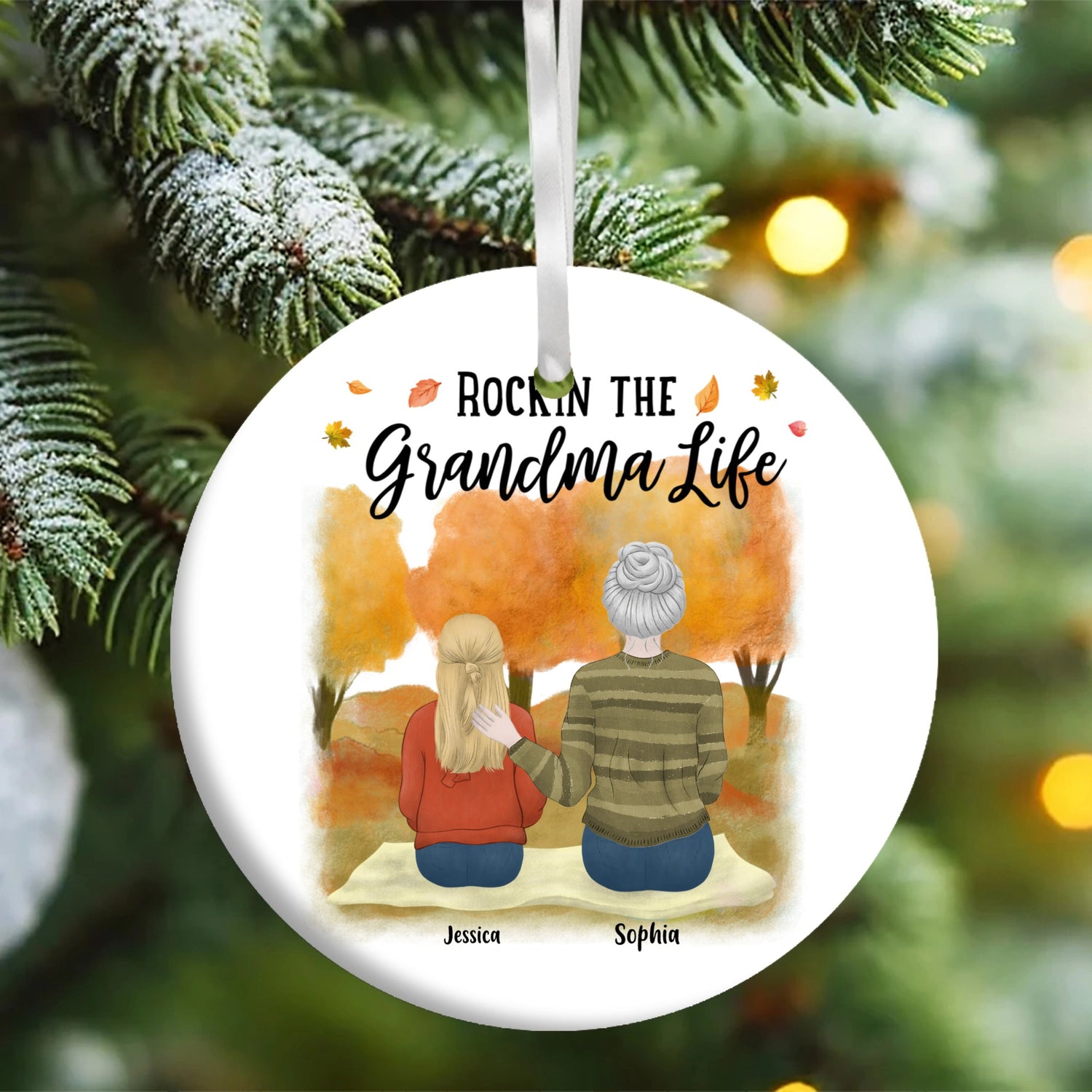 Rockin the grandparent life - Personalized Family Ceramic Ornament