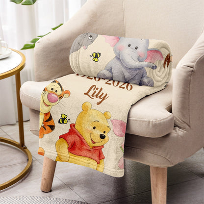 Honey Bear Celebrate 100 Years Of Friendship - Personalized Yellow Bear Blanket - NSK10074