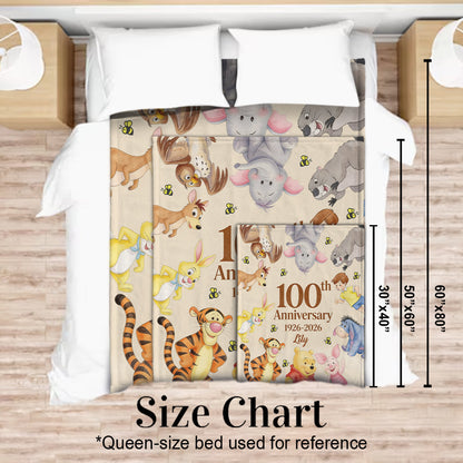 Honey Bear Celebrate 100 Years Of Friendship - Personalized Yellow Bear Blanket - NSK10074