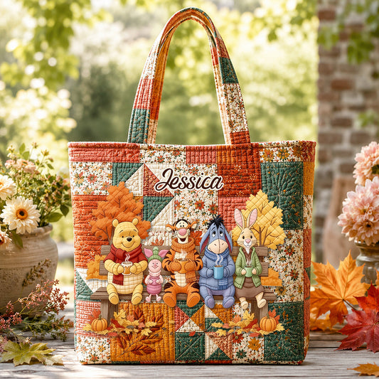 Honey Bear Autumn Vibes - Personalized Quilted Tote Bag - NSK10092