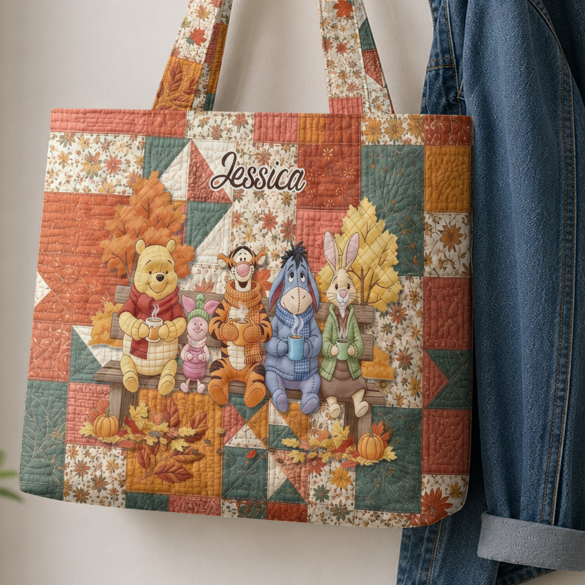 Honey Bear Autumn Vibes - Personalized Quilted Tote Bag - NSK10092