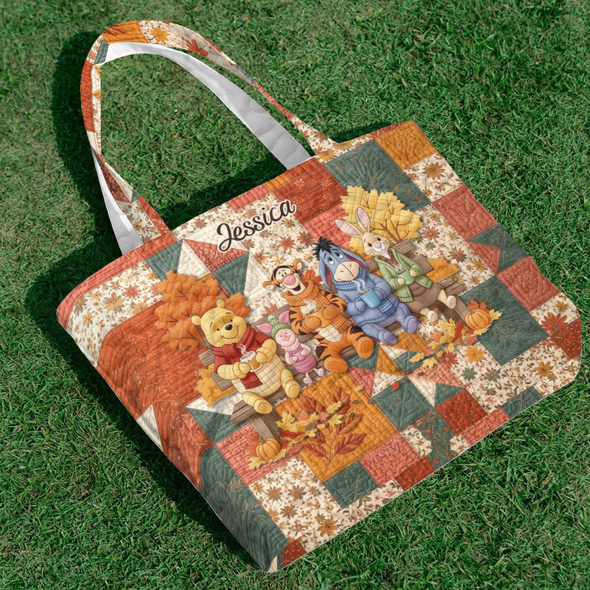 Honey Bear Autumn Vibes - Personalized Quilted Tote Bag - NSK10092
