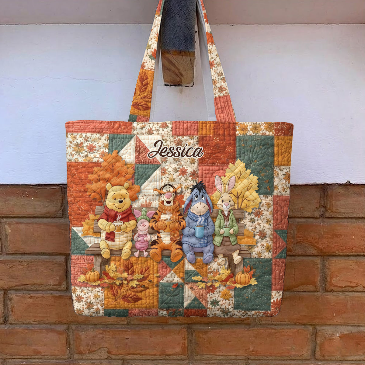 Honey Bear Autumn Vibes - Personalized Quilted Tote Bag - NSK10092