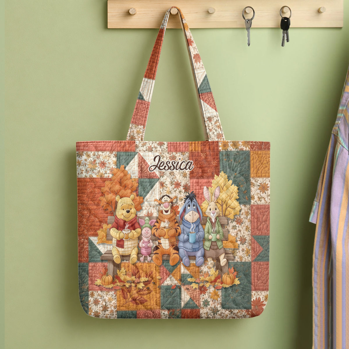 Honey Bear Autumn Vibes - Personalized Quilted Tote Bag - NSK10092