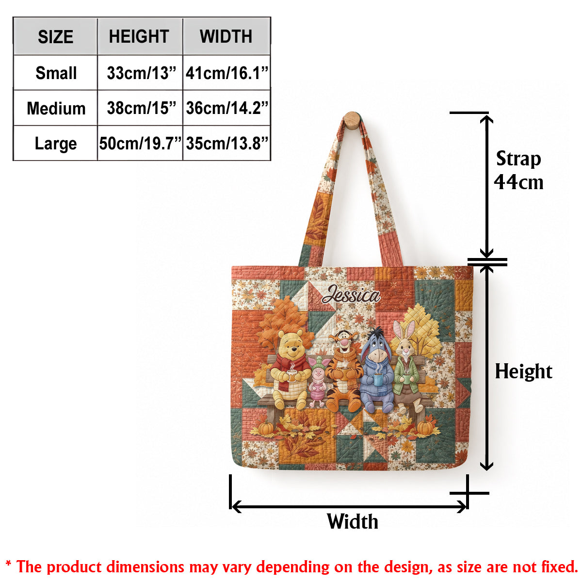 Honey Bear Autumn Vibes - Personalized Quilted Tote Bag - NSK10092