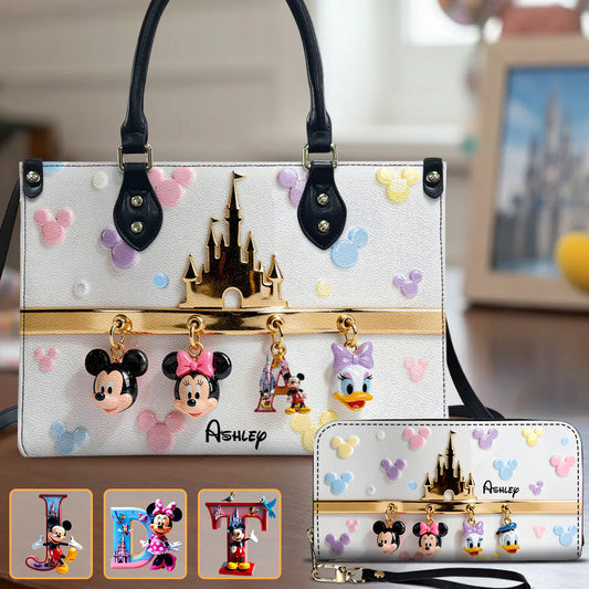 Magic Charms - Personalized Mouse Leather Handbag & Leather Long Wallet | MNPHB01002
