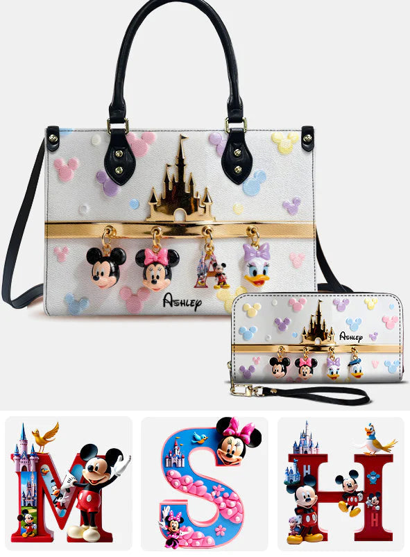 Magic Charms - Personalized Mouse Leather Handbag & Leather Long Wallet | MNPHB01002