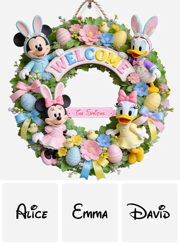 Easter's Day Magical Friends - Personalized Mouse Custom Shaped Wood Sign | MNPWS01001