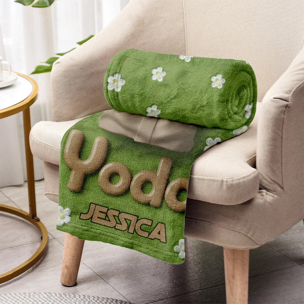 Cute Yoda - Personalized The Force Blanket - EAJBLK12002