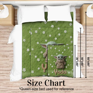 Cute Yoda - Personalized The Force Blanket - EAJBLK12002