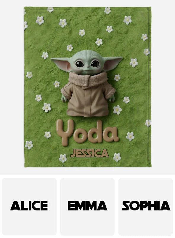 Cute Yoda - Personalized The Force Blanket - EAJBLK12002