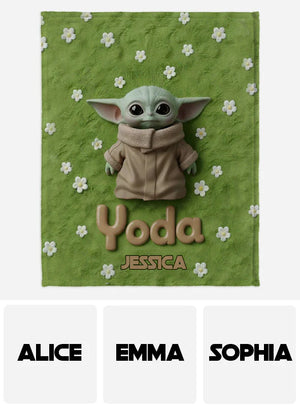 Cute Yoda - Personalized The Force Blanket - EAJBLK12002