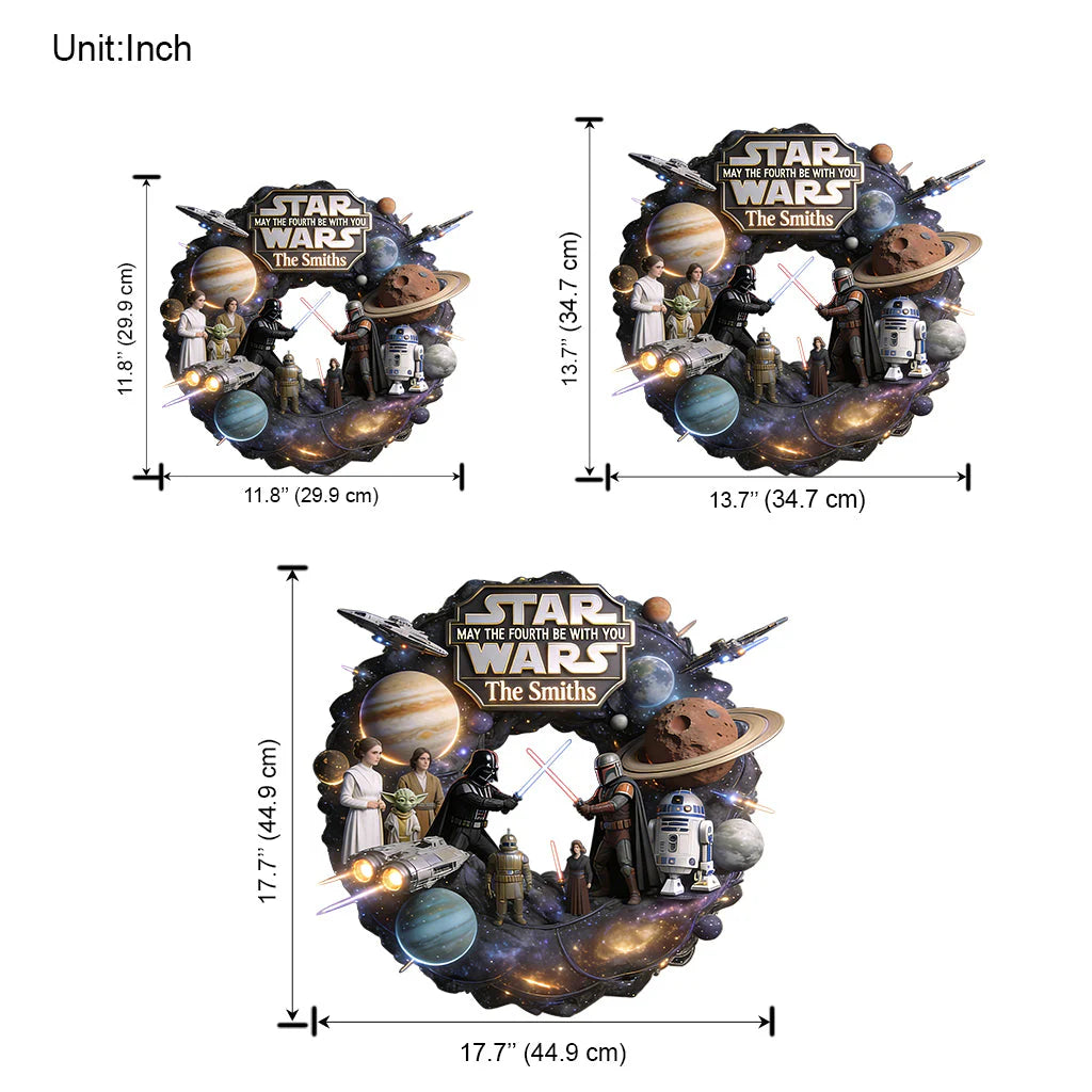 May The Fourth Be With You - Personalized The Force Shaped Wood Sign With Sash - MNPS01WS