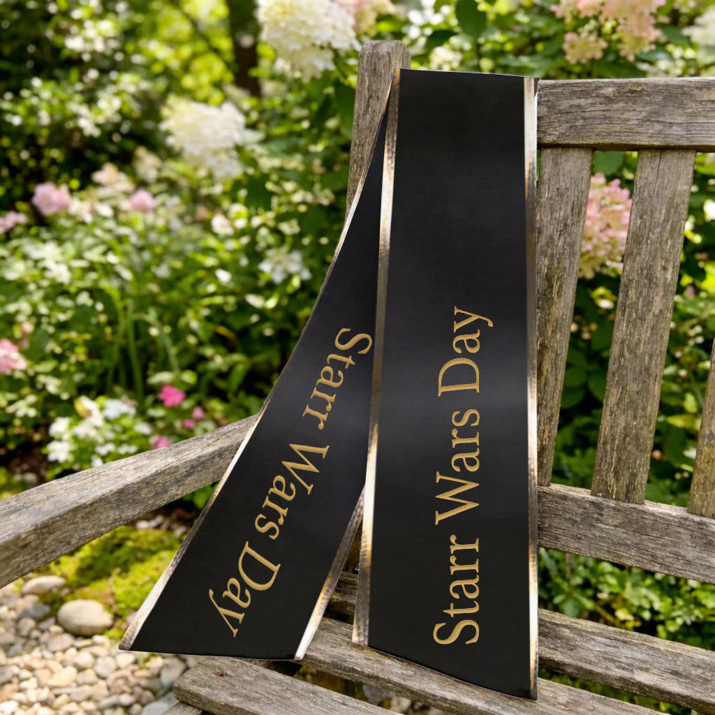 May The Fourth Be With You - Personalized The Force Shaped Wood Sign With Sash - MNPS01WS
