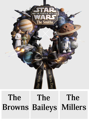 May The Fourth Be With You - Personalized The Force Shaped Wood Sign With Sash - MNPS01WS