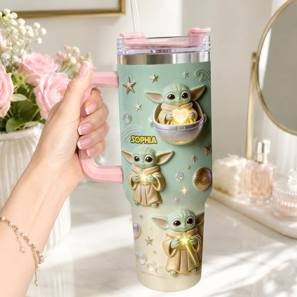 Cute Baby - Personalized Tumbler With Plush Charm - NSK10001