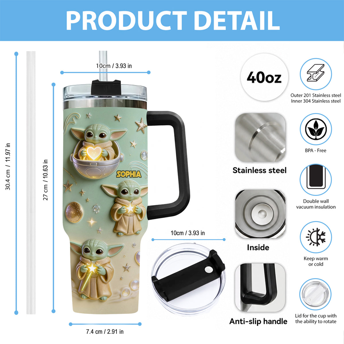 Cute Baby - Personalized Tumbler With Plush Charm - NSK10001