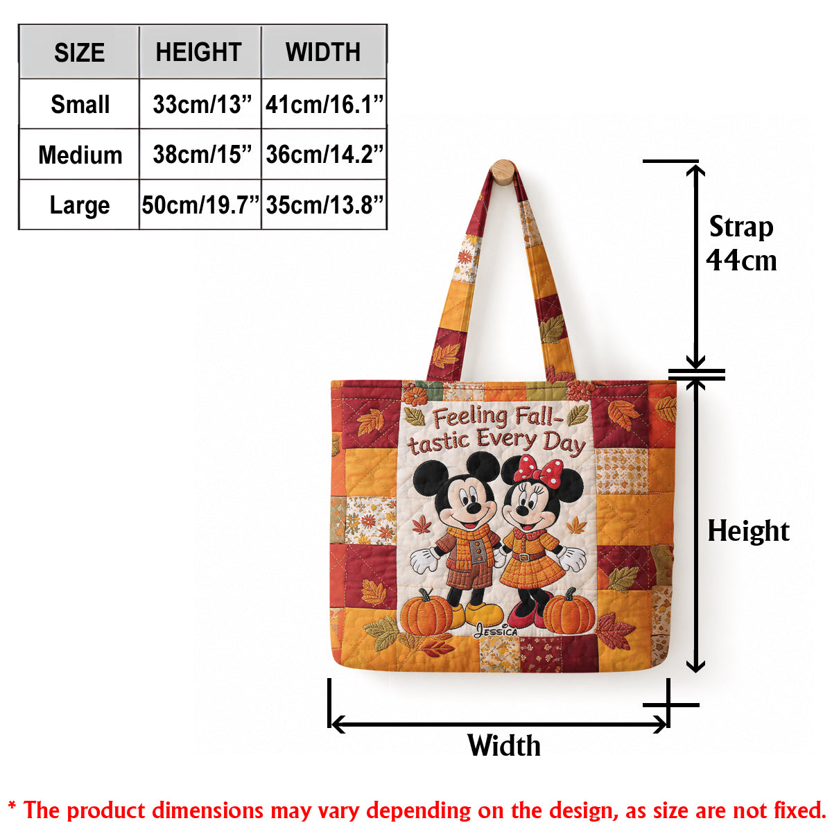 Cartoon Mouse Couple Autumn Vibes - Personalized Quilted Tote Bag - NSK10093