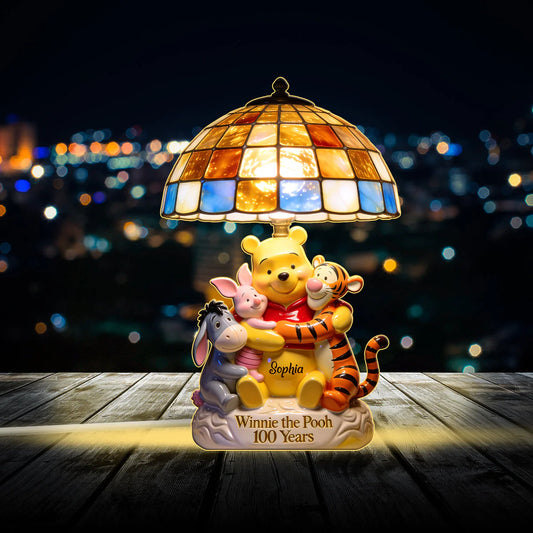 100th Anniversary - Personalized Yellow Bear Acrylic LED Night Light | MNPS01002