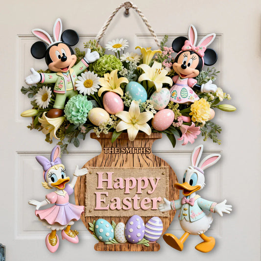 Happy Easter - Personalized Mouse Custom Shaped Wood Sign | MNPWS01004
