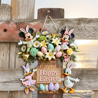Happy Easter - Personalized Mouse Custom Shaped Wood Sign | MNPWS01004
