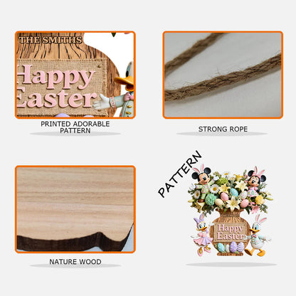 Happy Easter - Personalized Mouse Custom Shaped Wood Sign | MNPWS01004