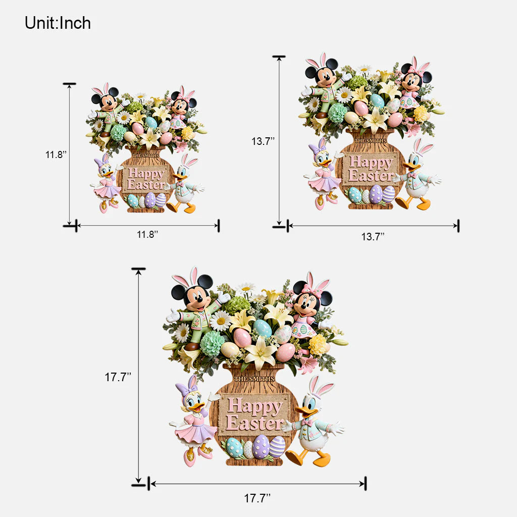 Happy Easter - Personalized Mouse Custom Shaped Wood Sign | MNPWS01004