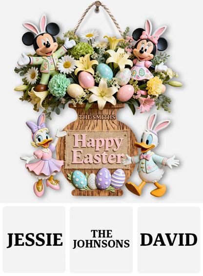 Happy Easter - Personalized Mouse Custom Shaped Wood Sign | MNPWS01004