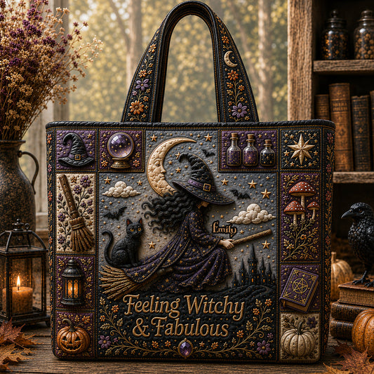 Feeling Witchy & Fabulous - Personalized Quilted Tote Bag - NSK10111