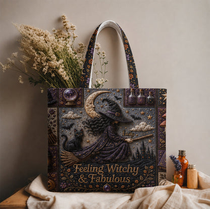 Feeling Witchy & Fabulous - Personalized Quilted Tote Bag - NSK10111