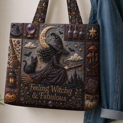 Feeling Witchy & Fabulous - Personalized Quilted Tote Bag - NSK10111