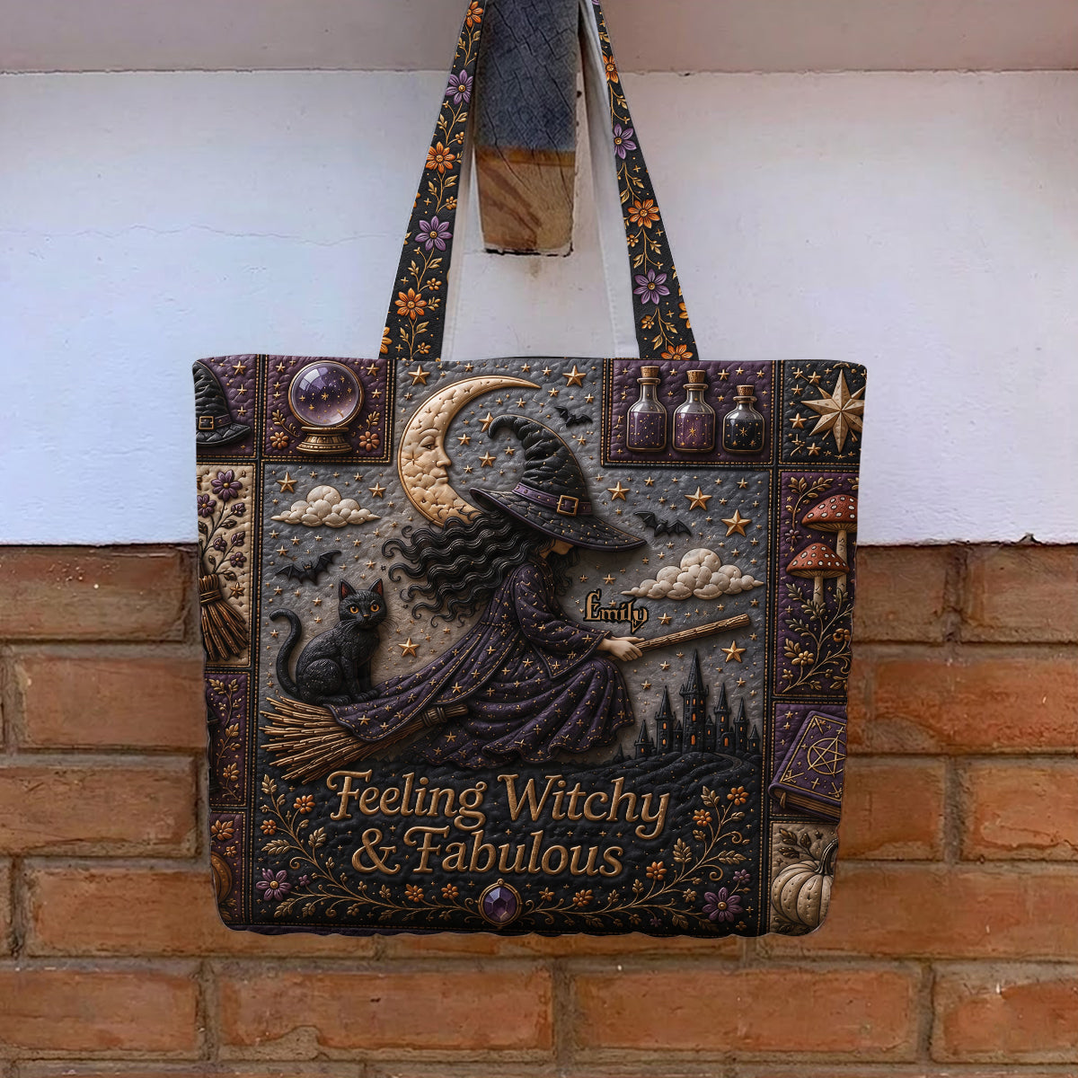 Feeling Witchy & Fabulous - Personalized Quilted Tote Bag - NSK10111