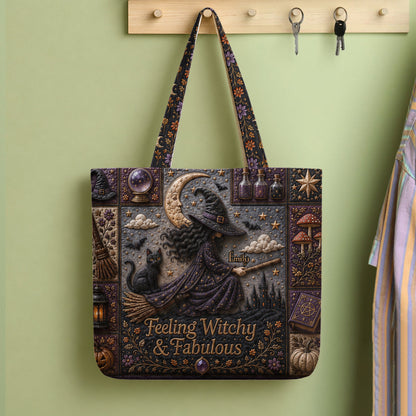 Feeling Witchy & Fabulous - Personalized Quilted Tote Bag - NSK10111