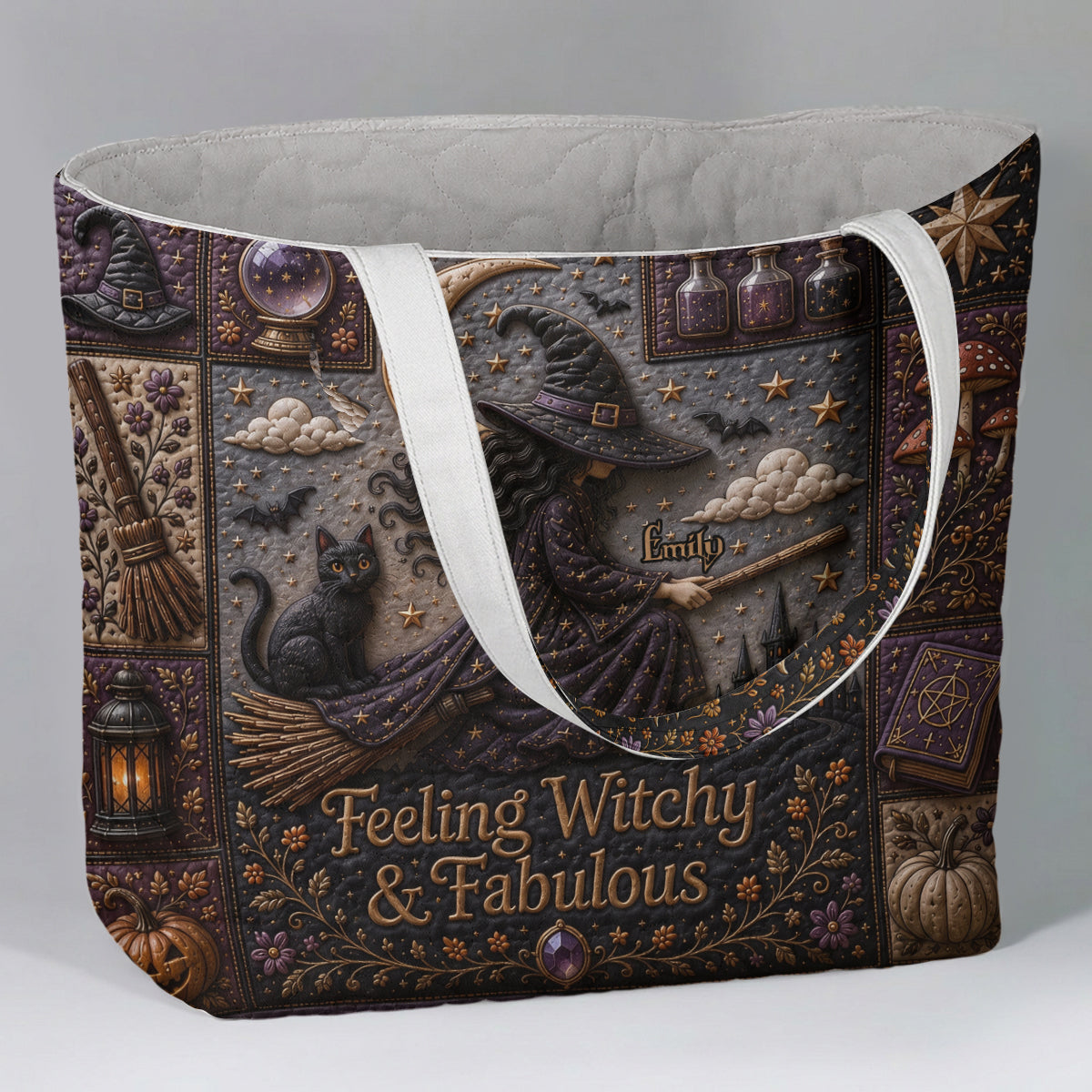 Feeling Witchy & Fabulous - Personalized Quilted Tote Bag - NSK10111