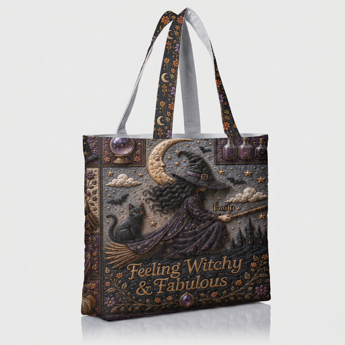 Feeling Witchy & Fabulous - Personalized Quilted Tote Bag - NSK10111