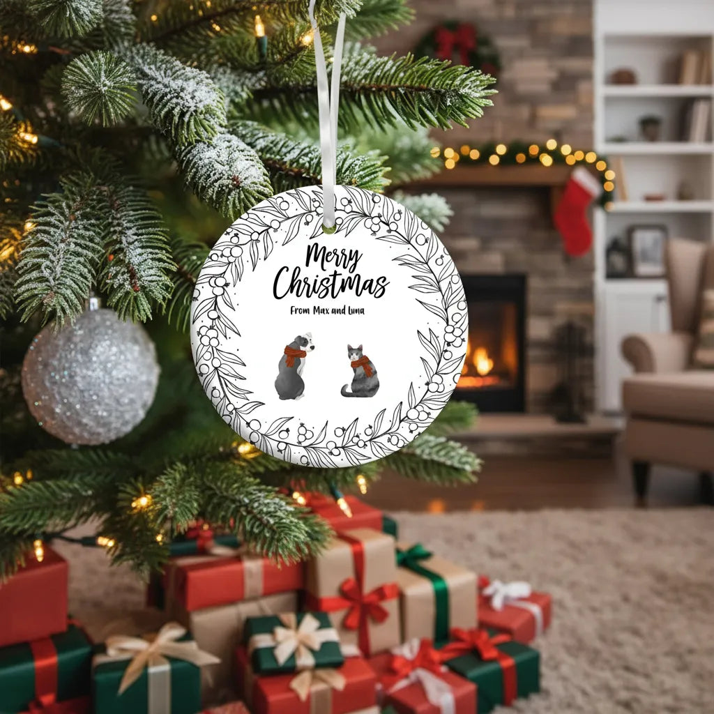 Merry christmas - Personalized Pet Ceramic Ornament