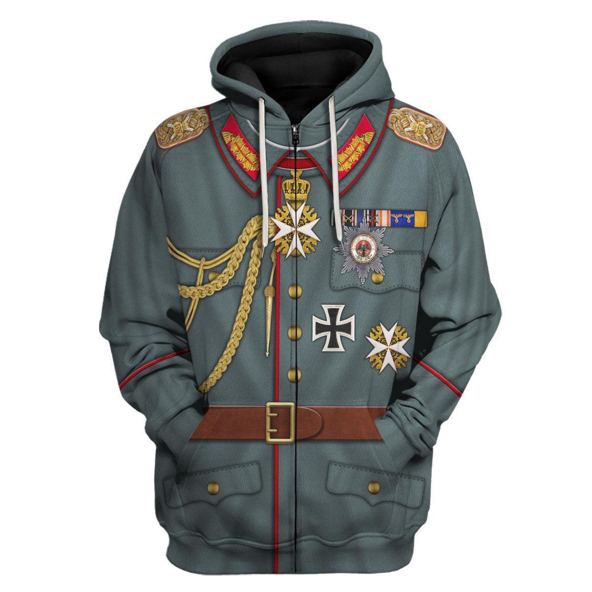 Kaiser Wilhelm German Emperor Costume Hoodie, Sweatshirt, T-Shirt, Tracksuit for Cosplay MNP033CS