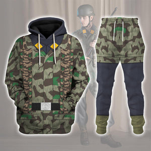 German Parachutist Splinter Pattern Smock, Combat Uniform Hoodie, Sweatshirt, T-Shirt, Tracksuit Costume MNP030CS