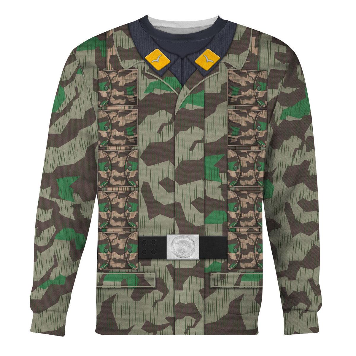 German Parachutist Splinter Pattern Smock, Combat Uniform Hoodie, Sweatshirt, T-Shirt, Tracksuit Costume MNP030CS