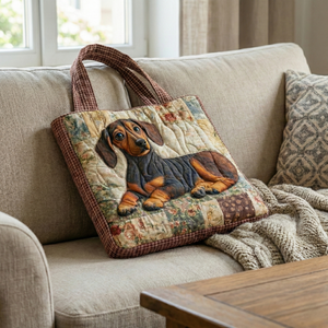 Dachshund Dog Portrait Quilted Tote