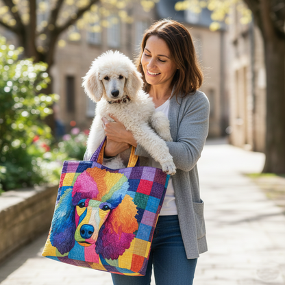 Colorful Poodle Artwork Quilted Tote