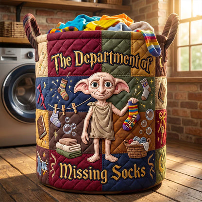 The Department Of Missing Socks - Personalized Quilted Laundry Basket - Gift For Laundry Lovers - NSK10081