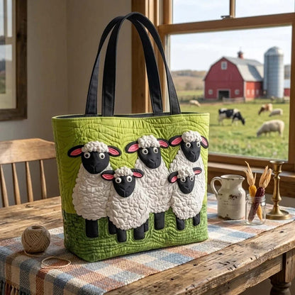 Sheep Farm Animals Quilted Tote
