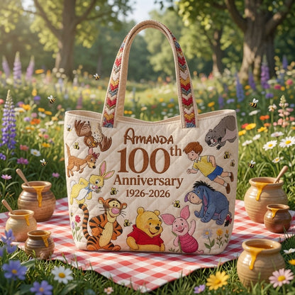 Honey Bear Celebrate 100 Years Of Friendship - Personalized Quilted Tote Bag - NSK10026