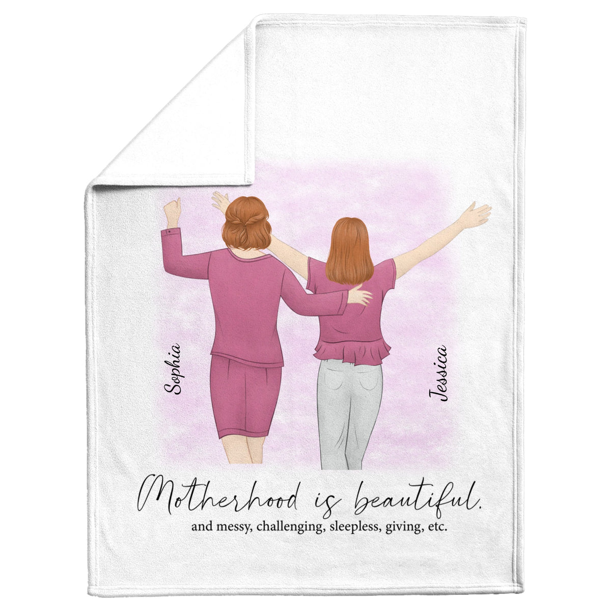 Motherhood is beautiful - Personalized Mom Blanket