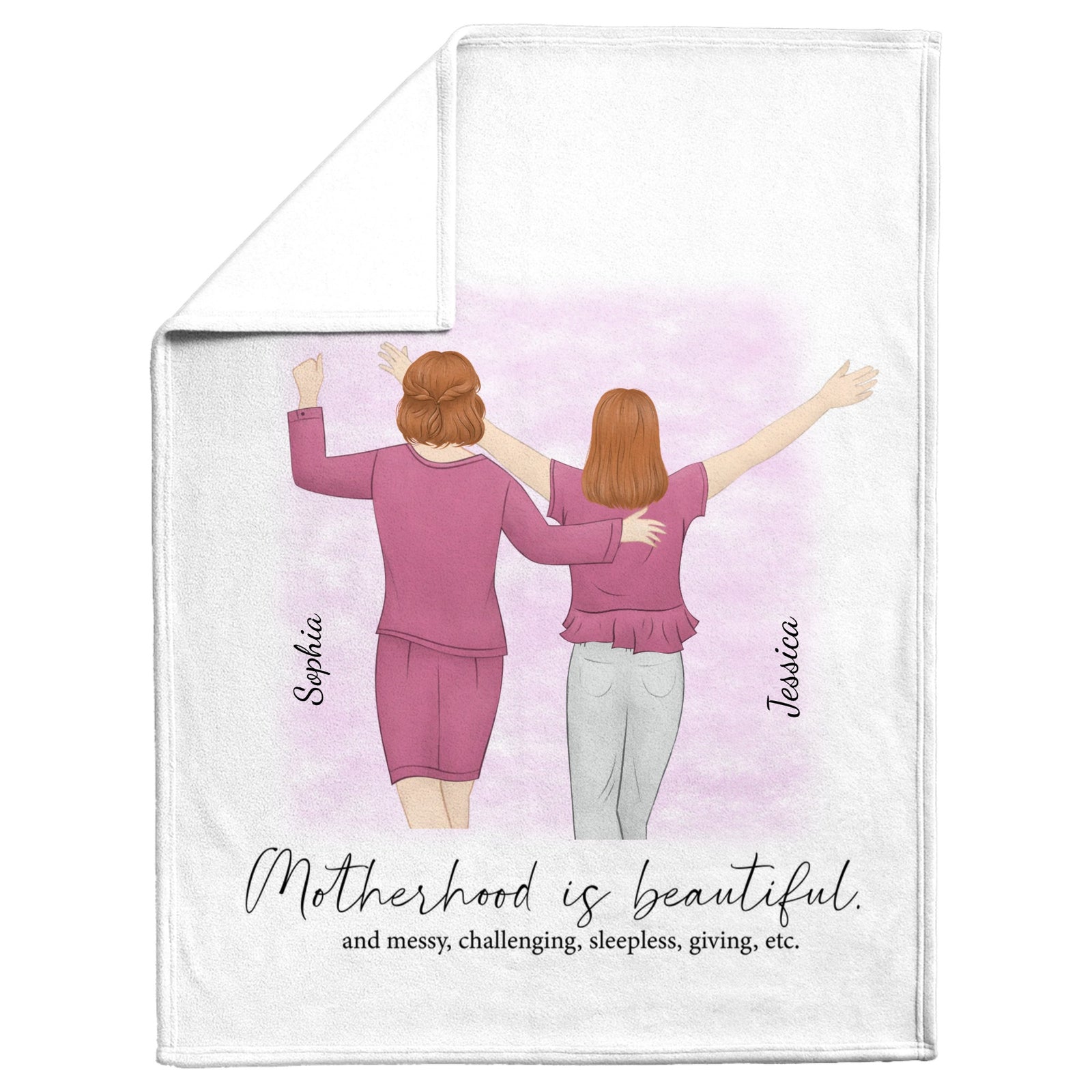 Motherhood is beautiful - Personalized Mom Blanket