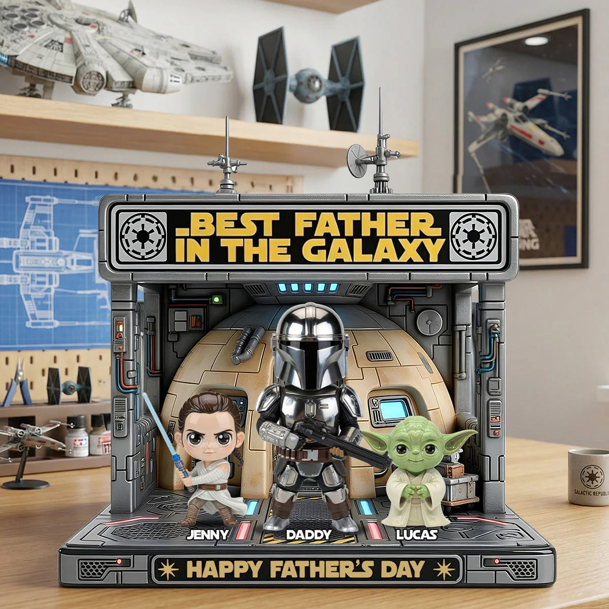 Best Father In The Galaxy - Personalized Custom Shape Acrylic Plaque – MNPST0319