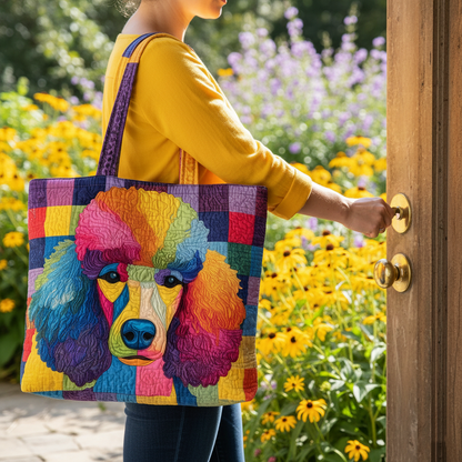 Colorful Poodle Artwork Quilted Tote