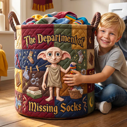 The Department Of Missing Socks - Personalized Quilted Laundry Basket - Gift For Laundry Lovers - NSK10081