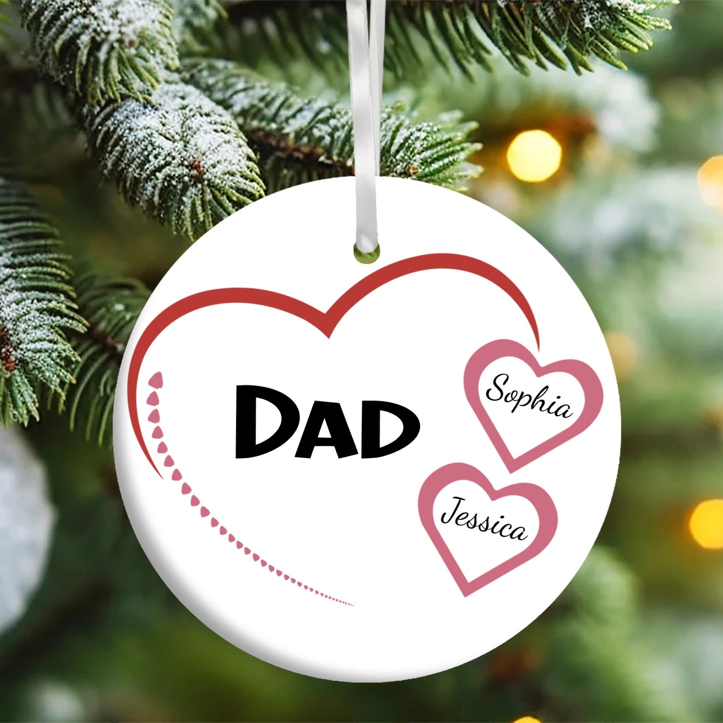 Dad Heart - Personalized Dad Ceramic Ornament